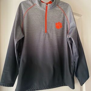 Clemson Tigers 1/4 Zip Pullover Sweatshirt Mens Large Grey Ombre Colosseum